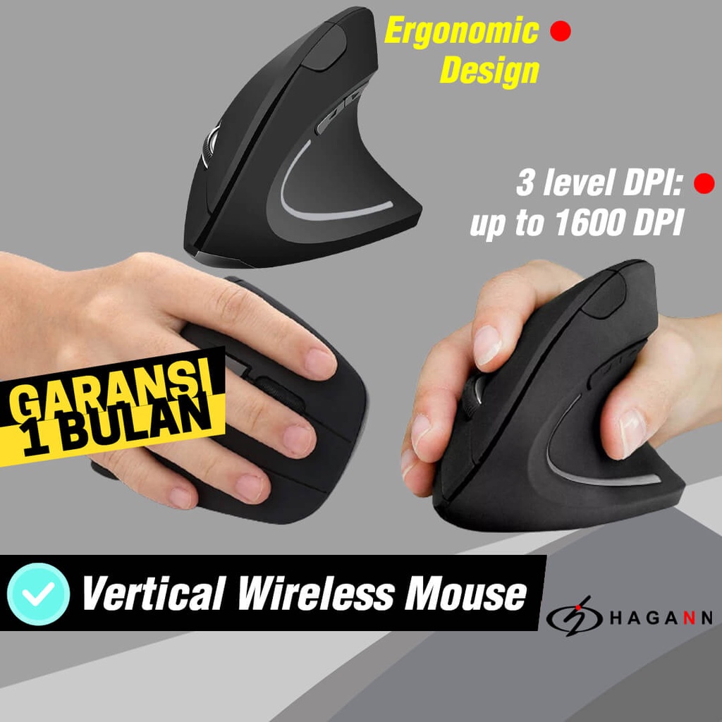 Mouse Wireless Vertical Gaming Ergonomis Laptop Vertikal Wireles USB Mause PC Komputer Game Ergonomic