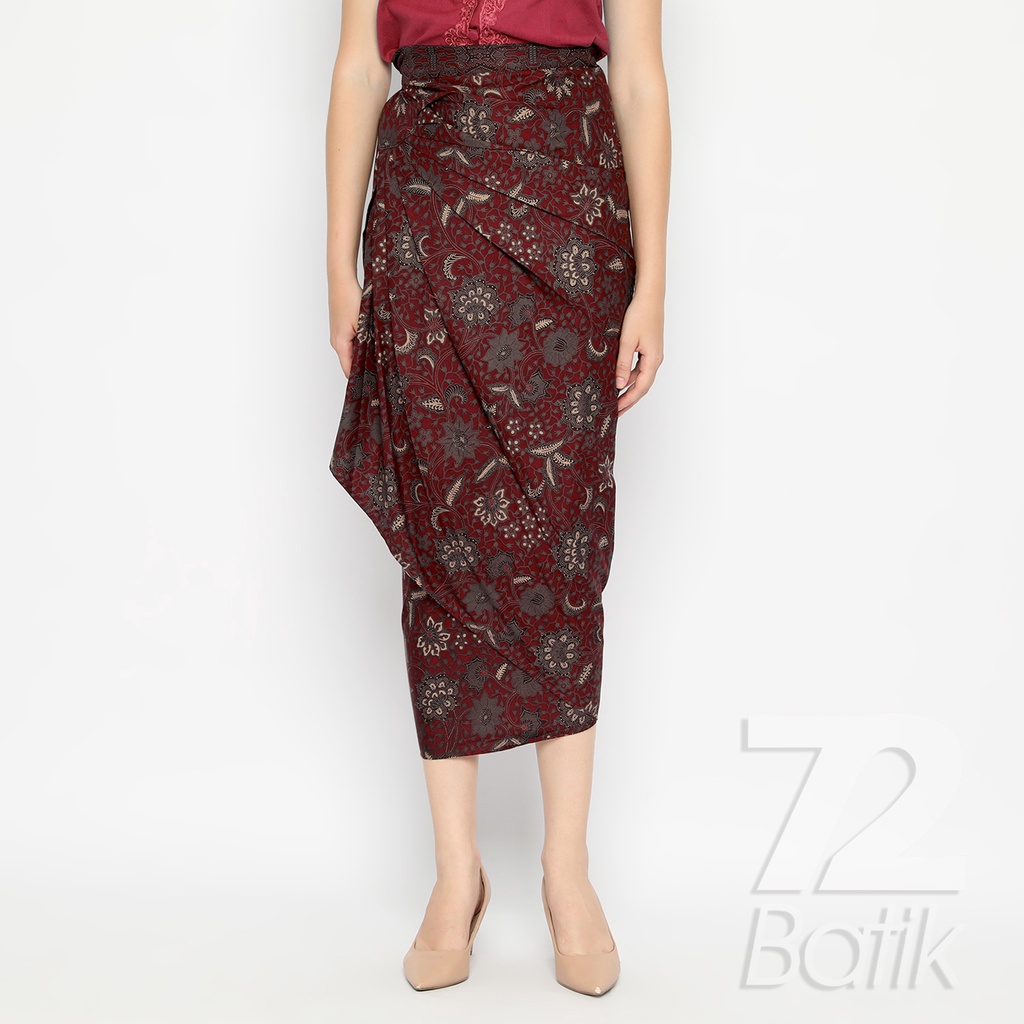 ROK BATIK SPAN Skirt Lilit Kebaya Instan Modern Wanita Motif Kembang Merah 722992 Cap 72 - Rok Batik Lilit Bawahan Skirt Kamen Kebaya Songket Batik Panjang Plisket Span Instan Jadi Bali Lembaran Premium Modern Untuk Wanita Kondangan