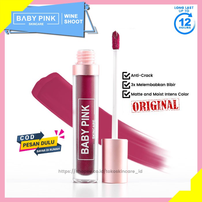 Baby Lip Wine Shoot Lipstik Baby Pink Skincare Aman Original Resmi BPOM