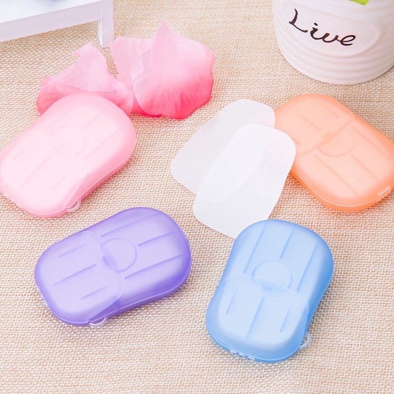 BAJ 20Pcs Disposable Hand Washing Tablet Travel Carry Toilet Soap Paper Sabun Kotak Kertas Sekali Pakai PR036