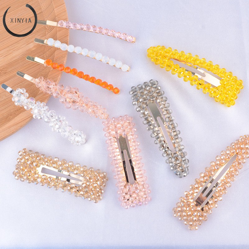 Jepit Rambut Hairclip Model Barrette Dengan Crystal Gaya Korea Wanita Hairpin