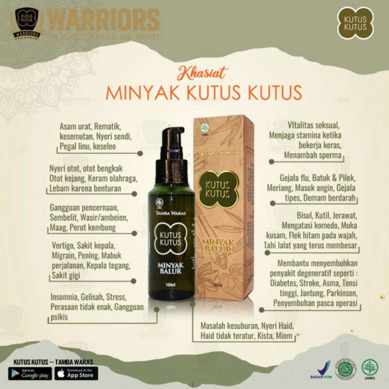 minyak balur kutus kutus tamba waras original 100% herbal oil kesehatan anak dan dewasa