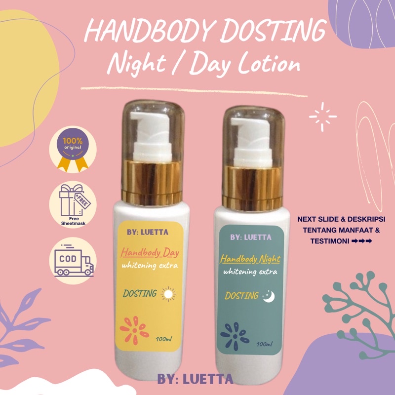 HANDBODY PREMIUM DOSTING EXTRA WHITE (DAY & NIGHT) | Bibit pemutih anti abal-abal | Lotion pemutih, 
