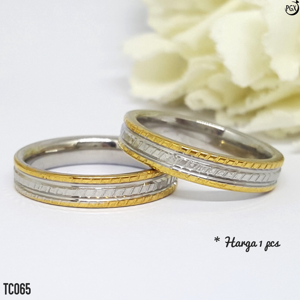 PGX Cincin Titanium Couple Tunangan Aksesoris Fashion Perhiasan Anti Karat - TC065