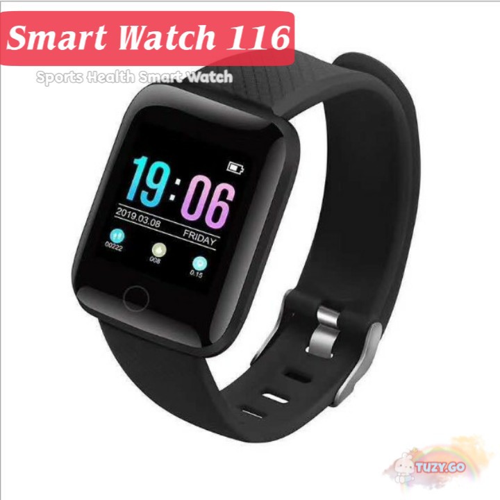 (COD) Smartwatch 116 Plus Jam Tangan Pintar Detak Jantung Hitam