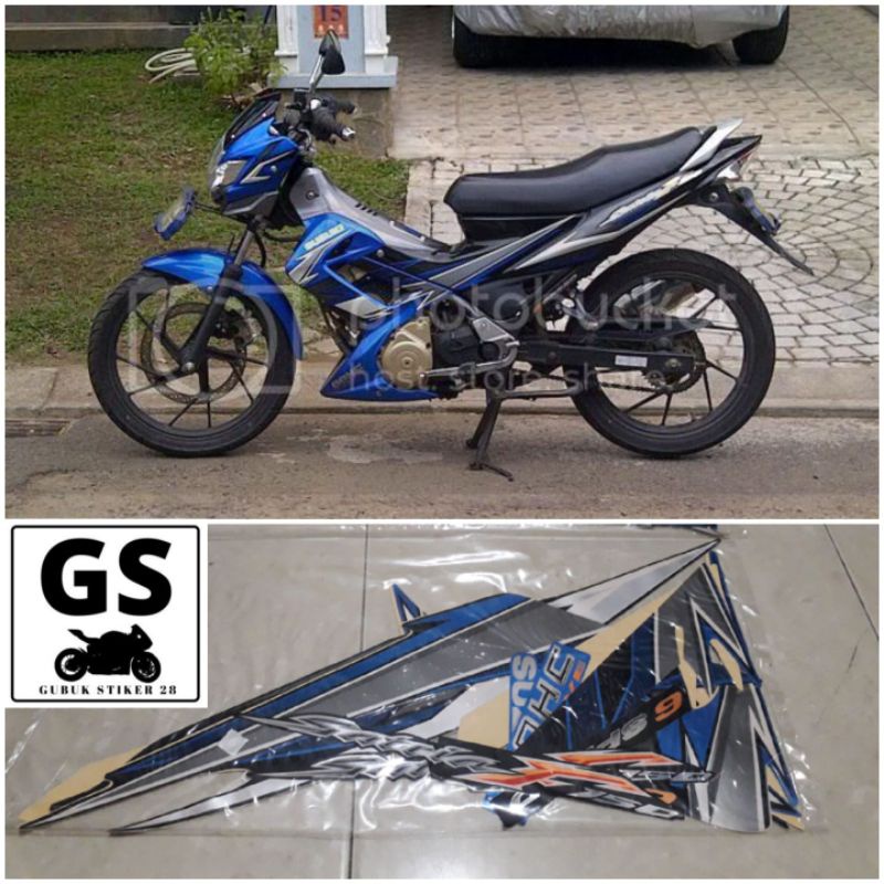 STRIPING STIKER LIS BODY MOTOR SUZUKI SATRIA FU TAHUN 2008 BIRU HITAM