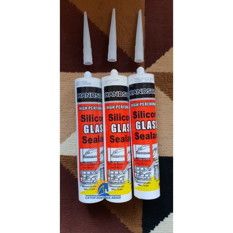 HANDSOM LEM Silicone Sealent Kaca Acetic Silen White, Black, Clear - White CSA
