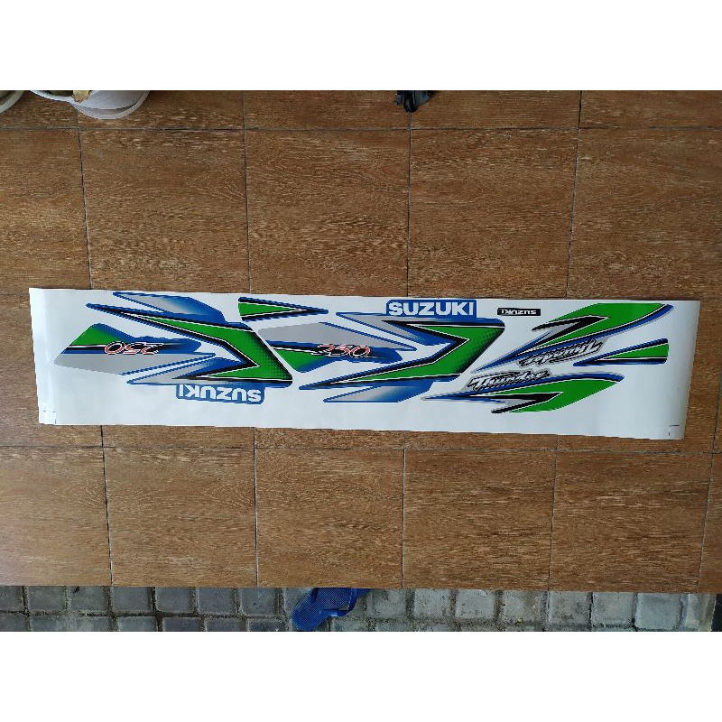 stiker striping tangki tutup aki bodi belakang biru silver thunder 250
