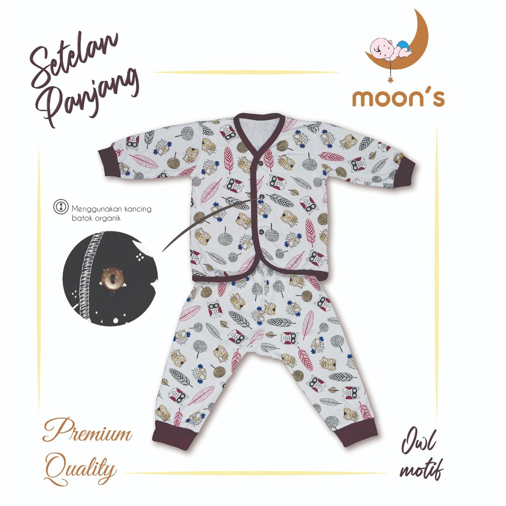 NEWBORN MOONS STELAN PANJANG PREMIUM BABYMOON STELAN BAJU BARU LAHIR NEWBORN BAJU BAYI BAJU PANJANG