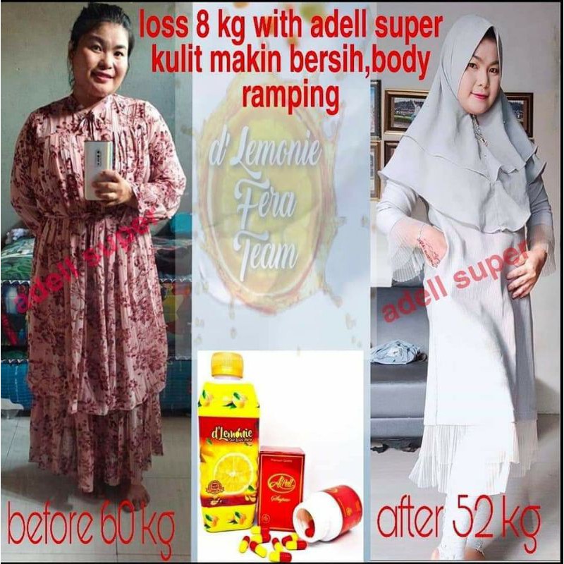 PAKET ADEL SUPER 15 HARI (lemon 1 botol dan kapsul 15)   pelangsing adel apel super