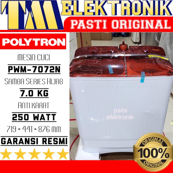 MESIN CUCI POLYTRON PWM-7072N / MESIN CUCI 2 TABUNG KAPASITAS 7 KG