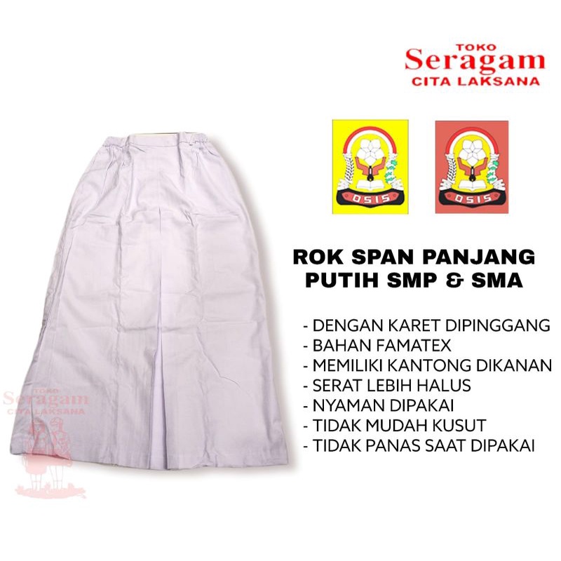 Rok Span Panjang Putih Seragam Sekolah SMP SMA