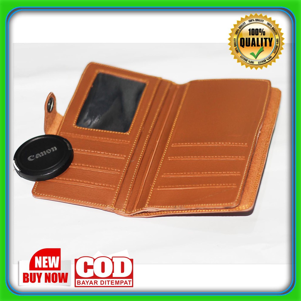 Dompet Cowok Panjang Elegan Sintetik PVC Kancing kasual