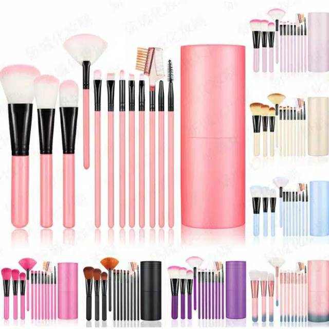 BRUSH SET TUBE KUAS RIAS MAKE UP 12 PCS KUAS MAKE UP FOUNDATION BRUSH FREE TABUNG LOVE