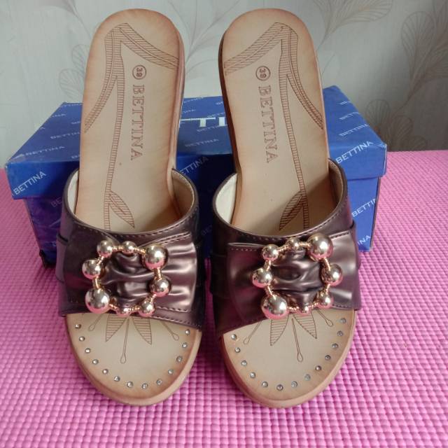 Bettina sandal wanita wedges coklat 39