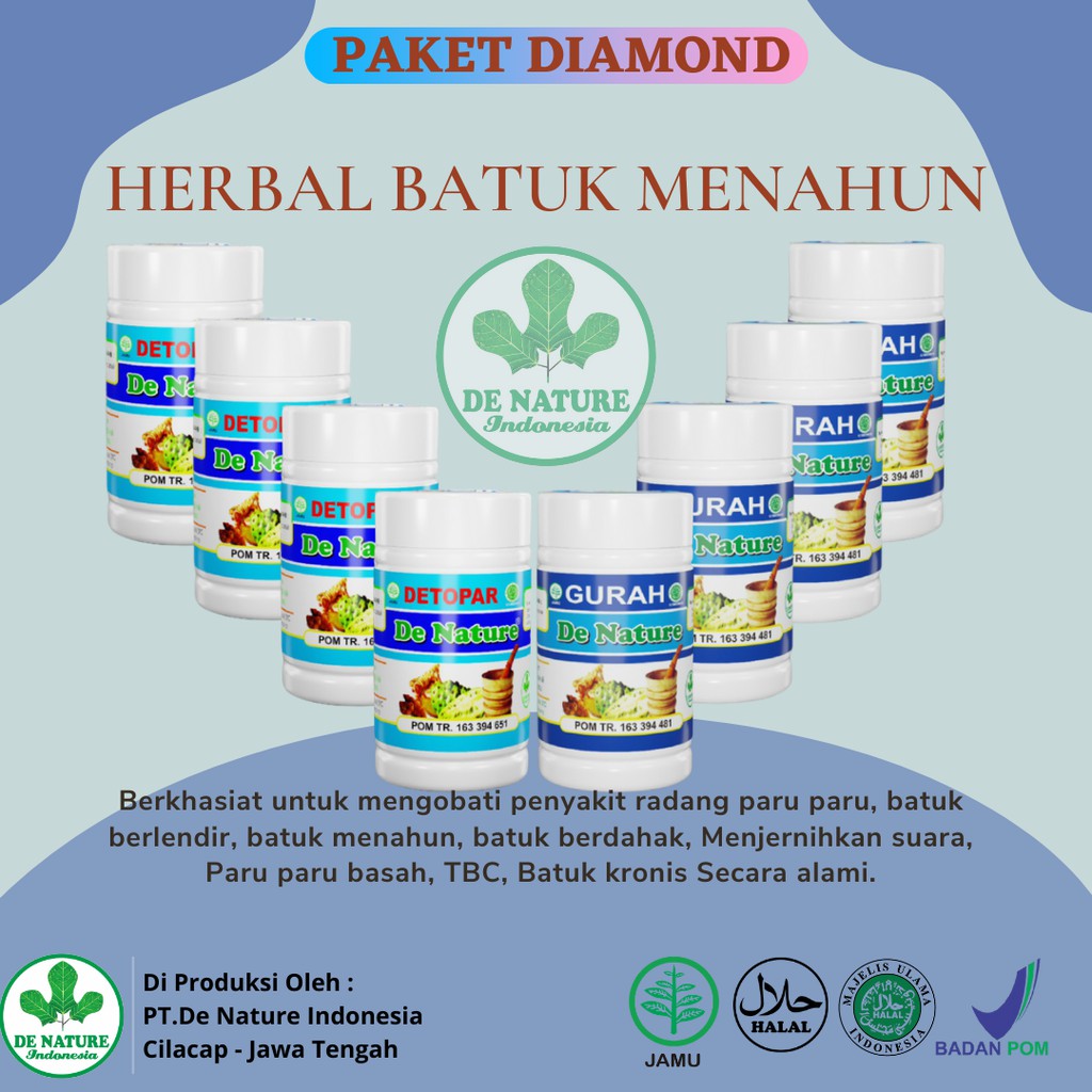 

Obat Batuk Berdahak Detox Paru Batuk Berlendir Detopar Gurah De Nature Paket DIAMOND Untuk 1 Bulan