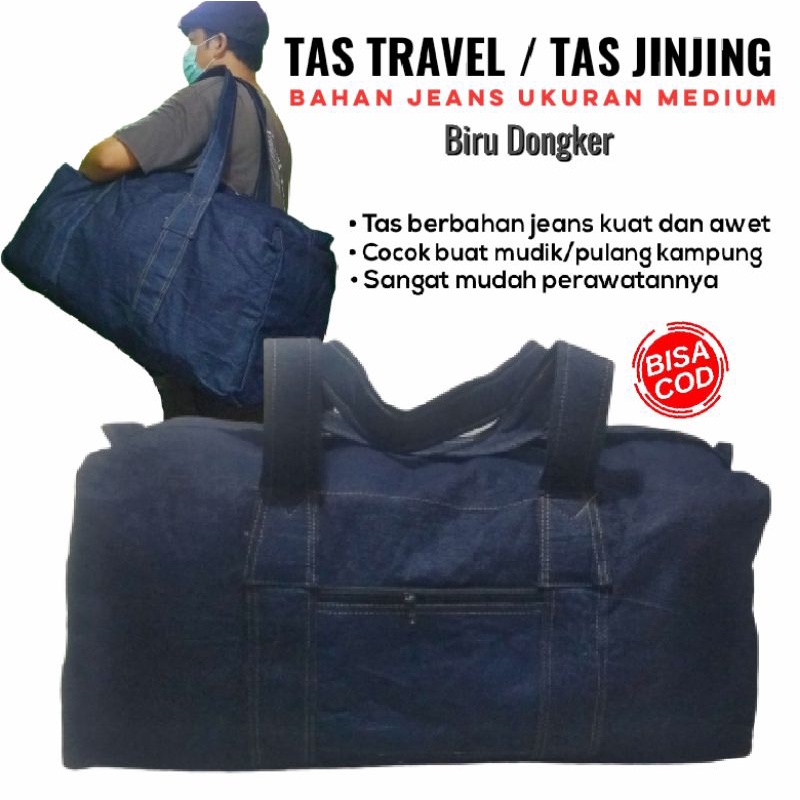 Tas Jinjing Pakaian Barang Pria Wanita Remaja Travel Bag Cowok Cewek Medium Size Duffel Bag Unisex O