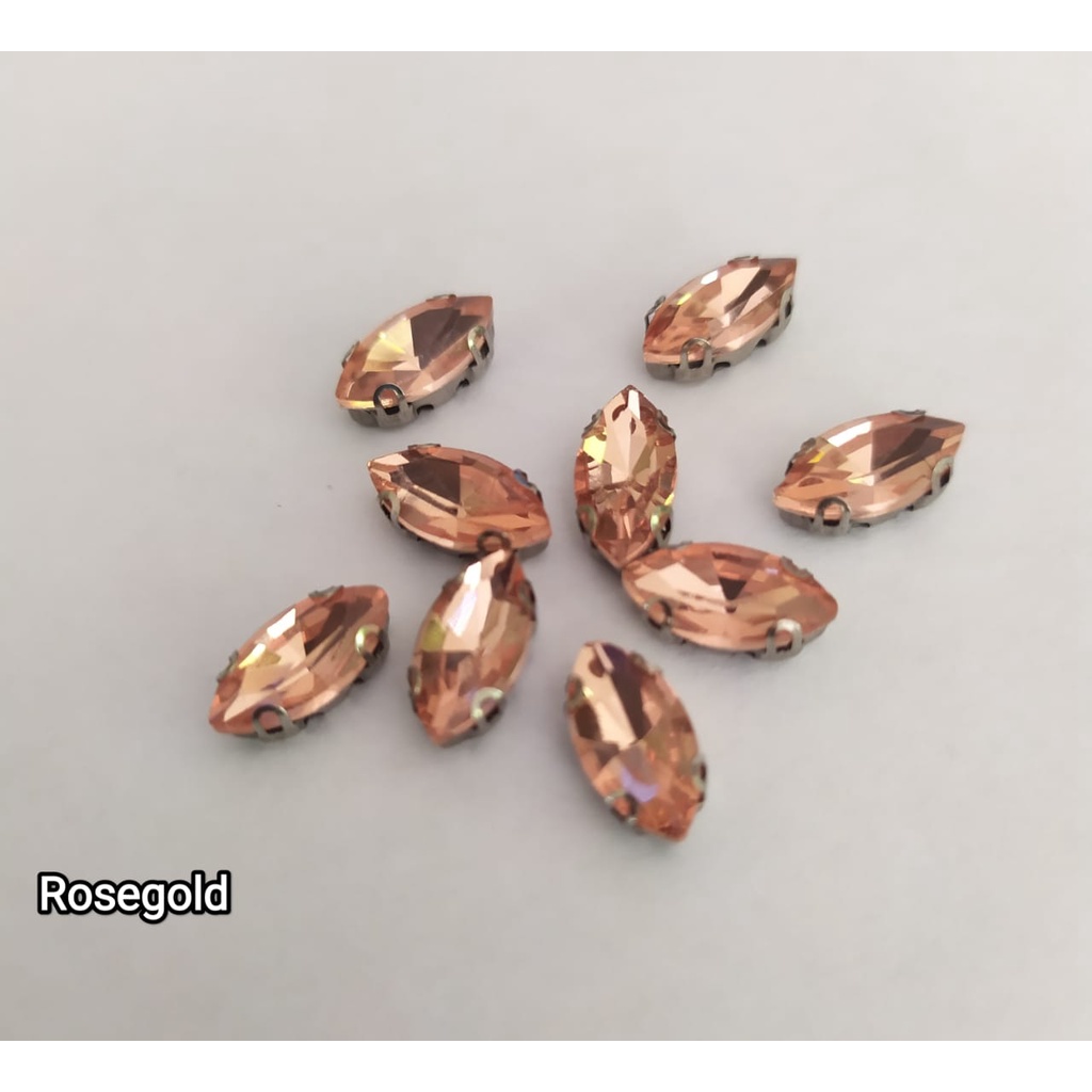 DIAMOND CANGKANG / Permata Cangkang Mata 6x12 Grade A Kaca, 100 pcs