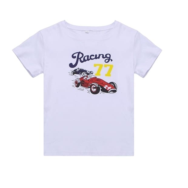 Promo !! Setelan baju anak cowok  - setelan racing seventy seven import uk   4-5thn (putih)