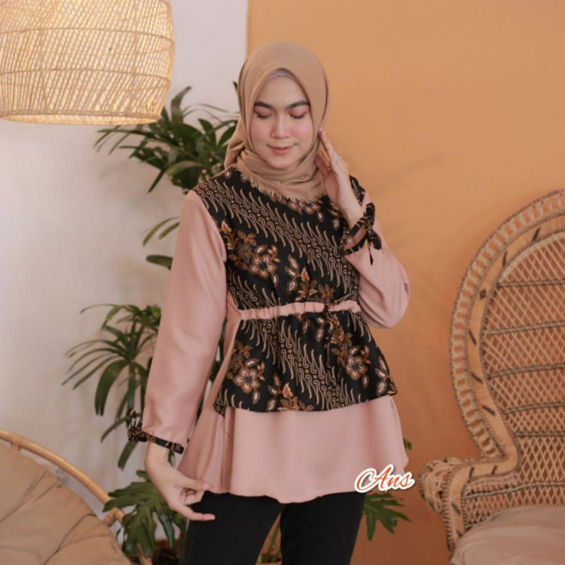 tey-17 Batik wanita ASJ SA HRB026 Kenongo Kemeja Tosca Pendek-7