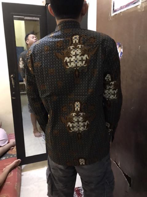 Kemeja Batik Pria Lengan Panjang Bl34 Katun Motif Modern Dixmont Semi Slimfit Premium