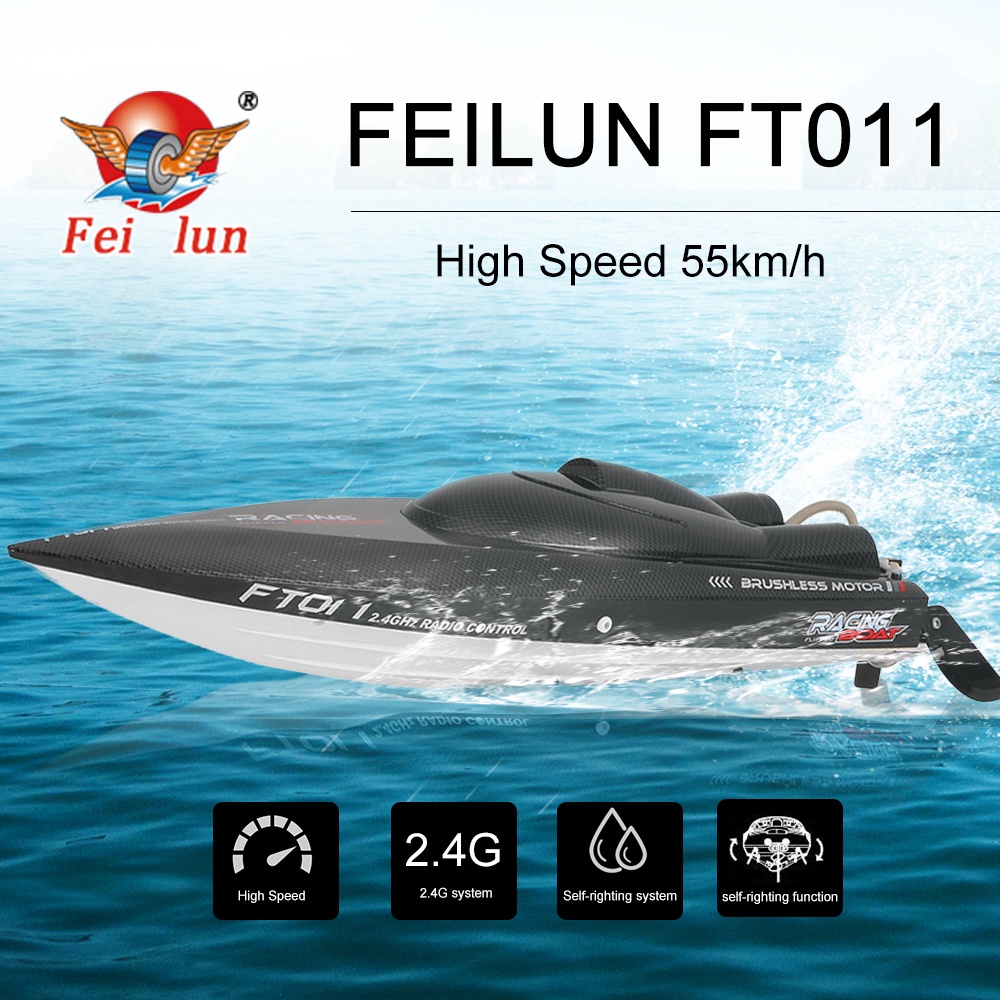 RC Speed Boat FT011 65CM 2.4G Brushless RC Racing Boat W/ Water Cooling System Perahu Kencang