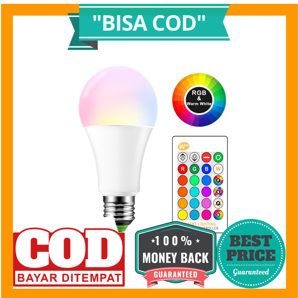 BISA COD BONDA Lampu Bohlam RGB dengan Remote Control E27 10W - B5 - White