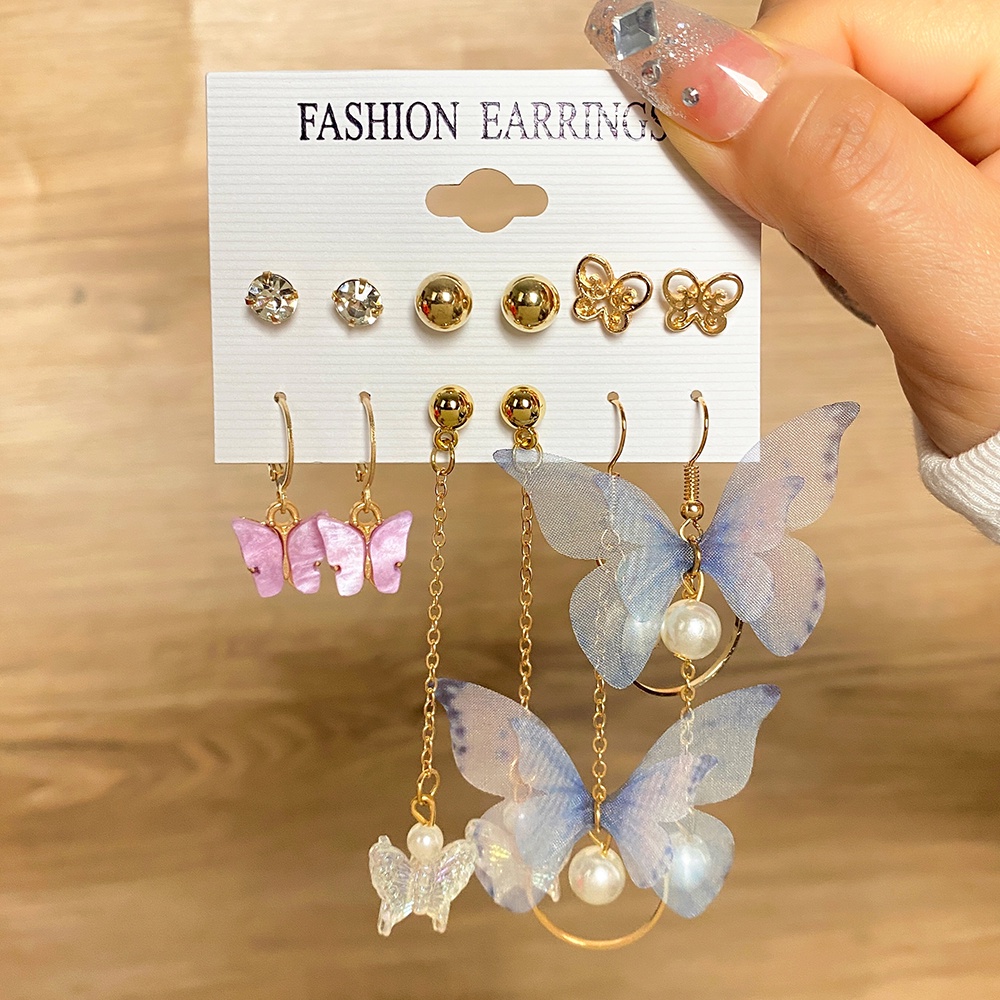 Set Anting Juntai Bentuk Kartun Butterfly Duck Heart Heart Untuk Anak Perempuan