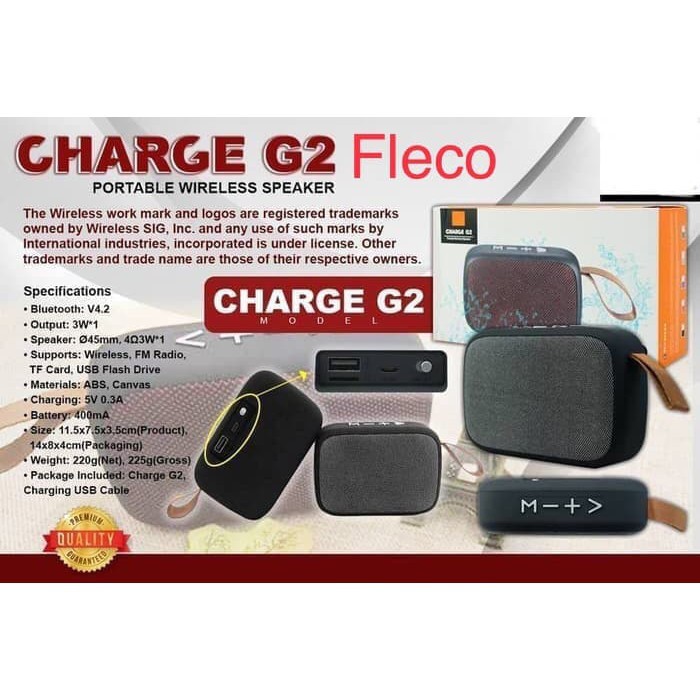 Portable Wireless Speaker Ringan Compact Fleco G2 Bluetooth USB Memori