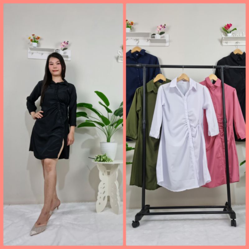 Dress Wanita Casual Korean Style Slim Vintage Kekinian