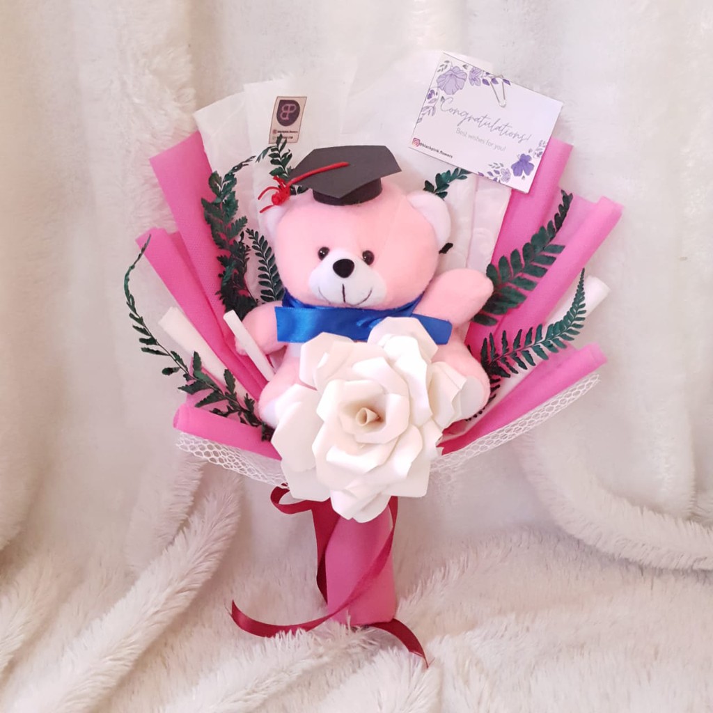 Buket bunga kertas dan boneka murah