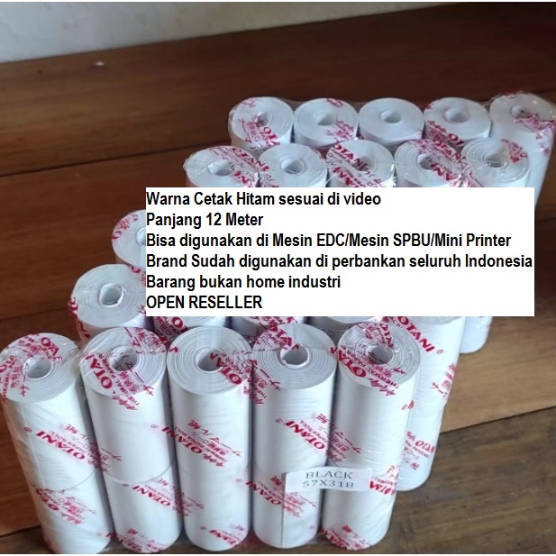 

Kertas Otani Thermal/Struk/Kasir/EDC/Paper Roll 57x31 mm PROMO MURAH LEBAY