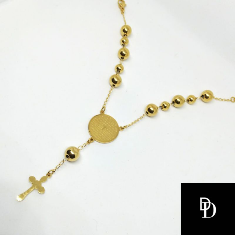 Gelang Salib Rosario Titanium Gold