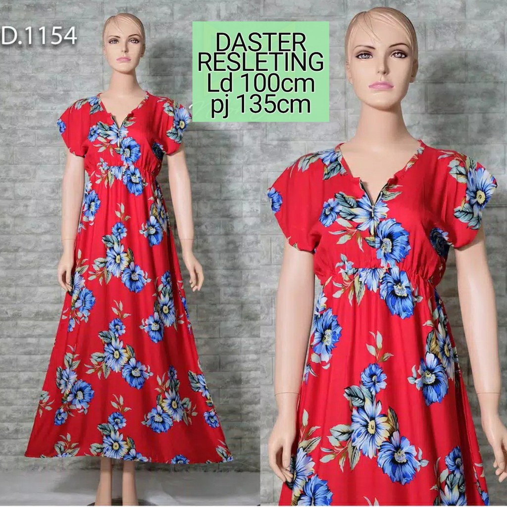 Daster Wanita Resleting Depan Lengan Pendek Daster Bali Home Dress Panjang Busui Adem