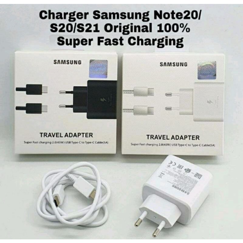 Charger Samsung Note 20 S20 S21 45 Watt Super Fast Charging Type-C Original Packing Travel Adapter