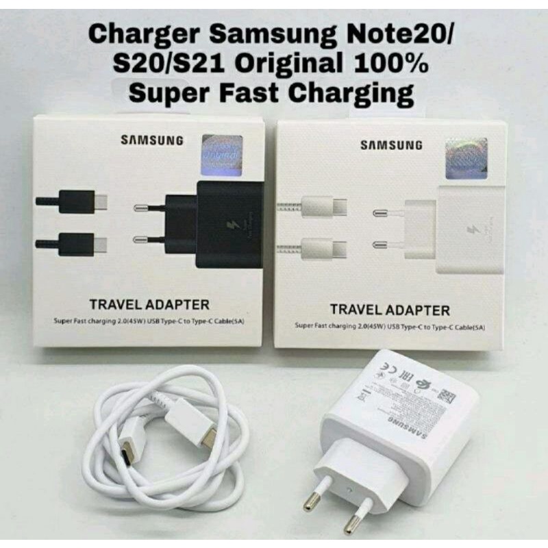 Charger Samsung Note 20 S20 S21 45 Watt Super Fast Charging Type-C Original Packing Travel Adapter