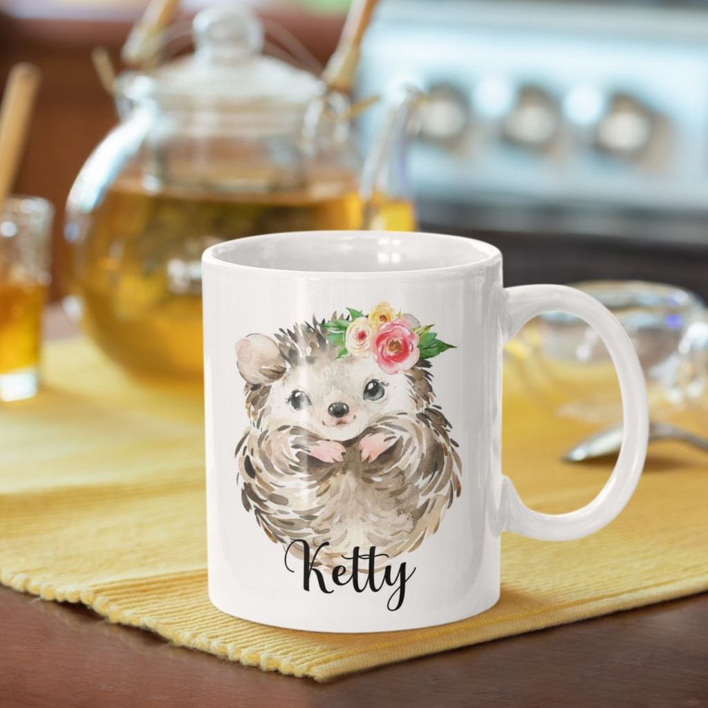 

Mug Gambar Lucu Hewan Landak Watercolor
