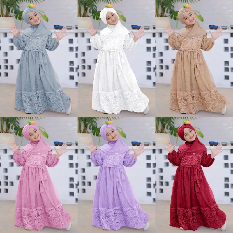 DRESS MELODI 3/11 TAHUN / DRESS BROKAT ANAK PEREMPUAN TERBARU / BAJU PESTA ANAK PEREMPUAN / BAJU KON
