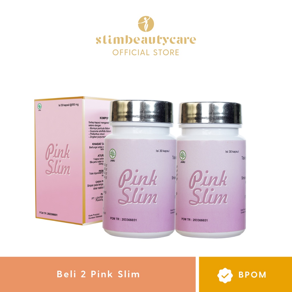 PINK SLIM 2 BOTOL  (SLIMMING/DIET CAPSULE PELANGSING HERBAL) BPOM