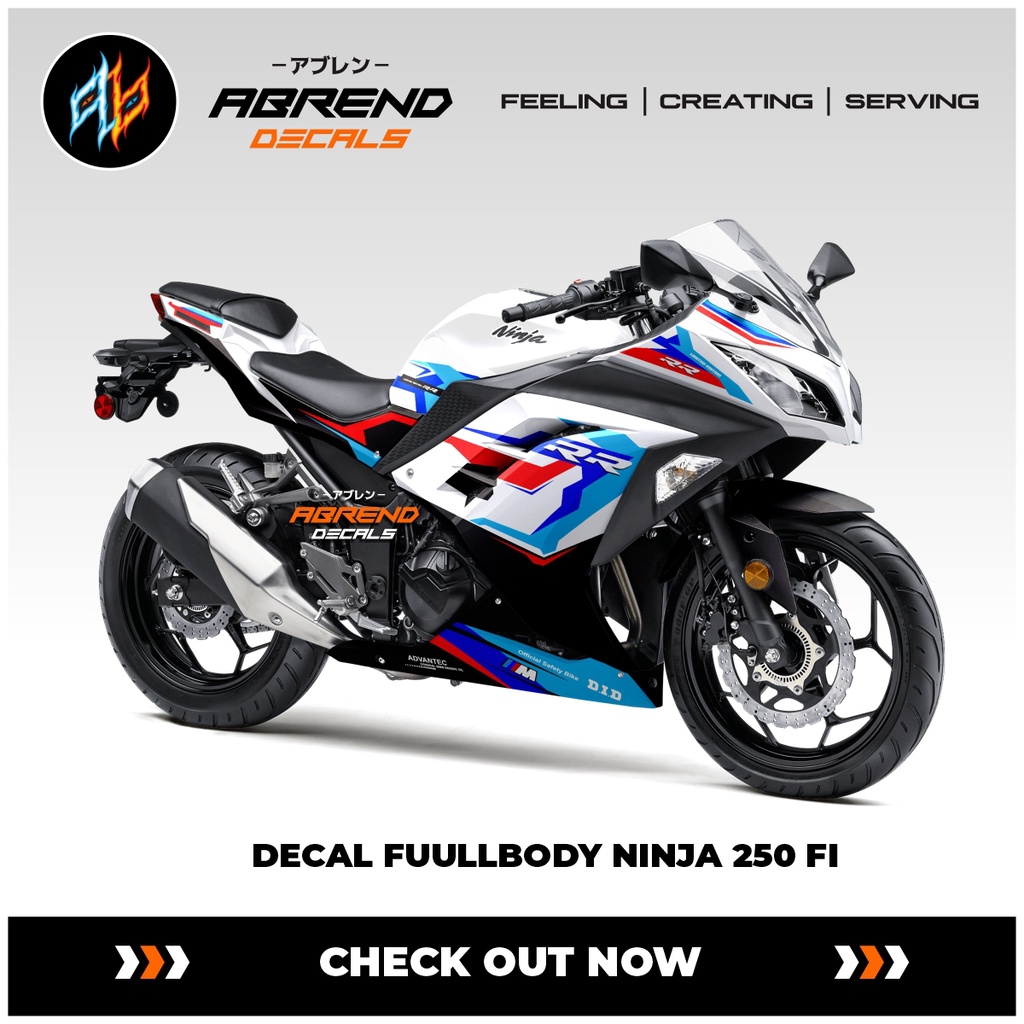 DECAL FULLBODY NINJA 250 FI LIVERY BMW TRI COLOR / STIKER MOTOR KAWASAKI NINJA FI