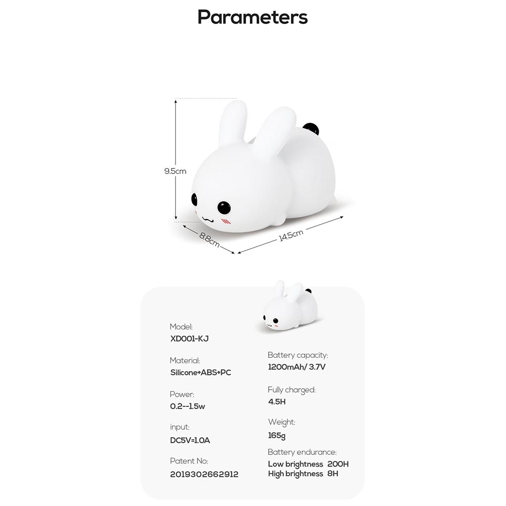 Lampu Tidur LED Light Model Rabbit Warm White - XD001-KJ - White