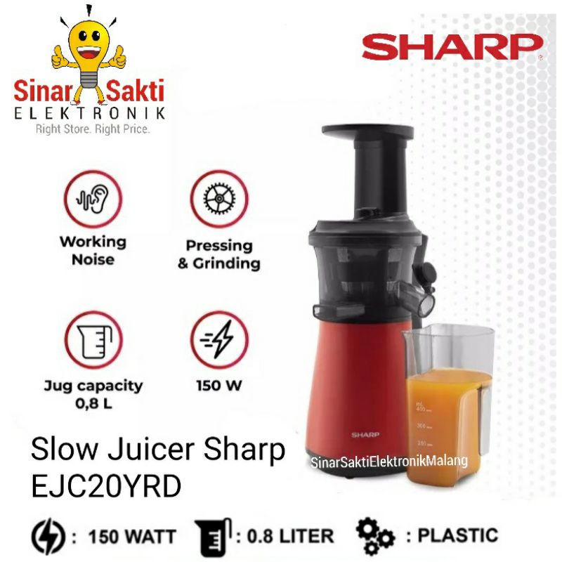 Sharp Slow Juicer EJC20YRD Buah Low Watt EJ-C20Y-RD 0.8 Liter 150 Watt Malang Garansi Resmi