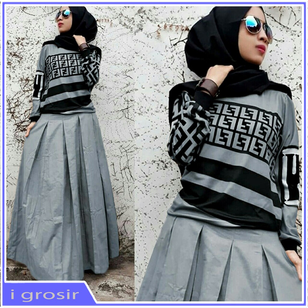 CELANA MUSLIM WANITA CELANA WANITA KEKINIAN SET FASHION MUSLIM SETELAN LEBARAN