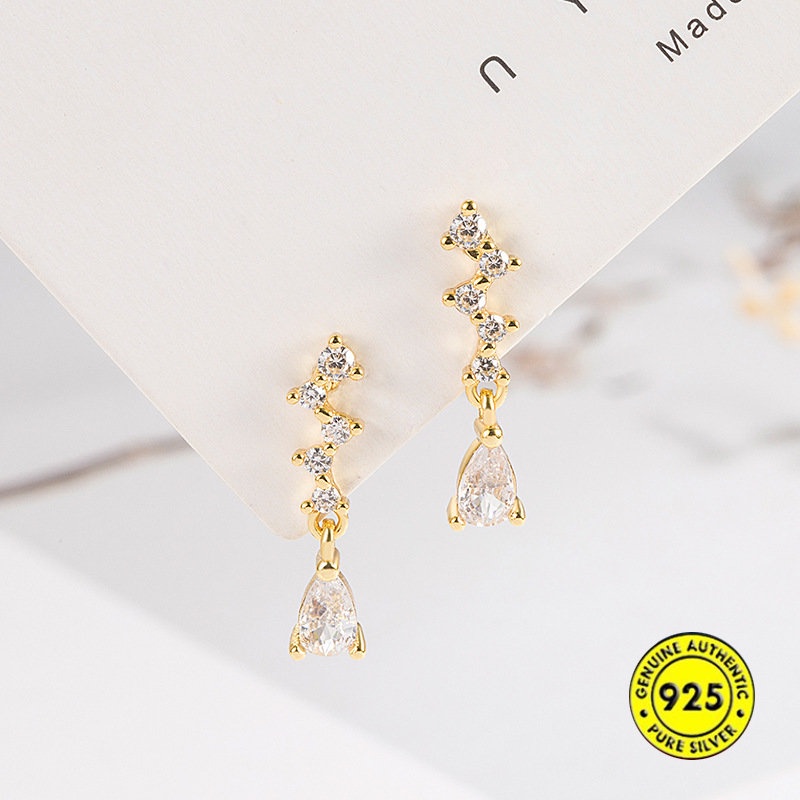 Anting Gantung Sterling Silver 925 Model Tetesan Air Anti Air Dapat Berubah Warna Untuk Wanita U1019