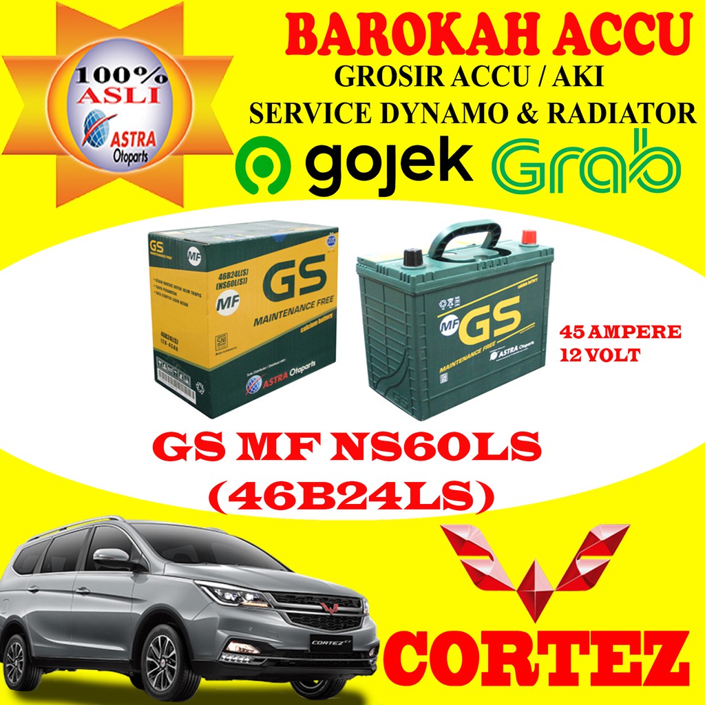 Jual AKI MOBIL WULING CORTEZ GS MF NS60LS / 46B24LS , 45 AH | Shopee