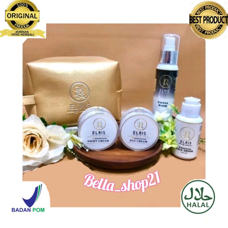 ELRIS BEAUTY SKINCARE Whitening Series set 4 pcs dan free Pouch