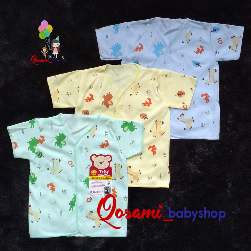 TARA 3 pcs Baju Pendek Kancing Warna Bayi Motif Print SNI