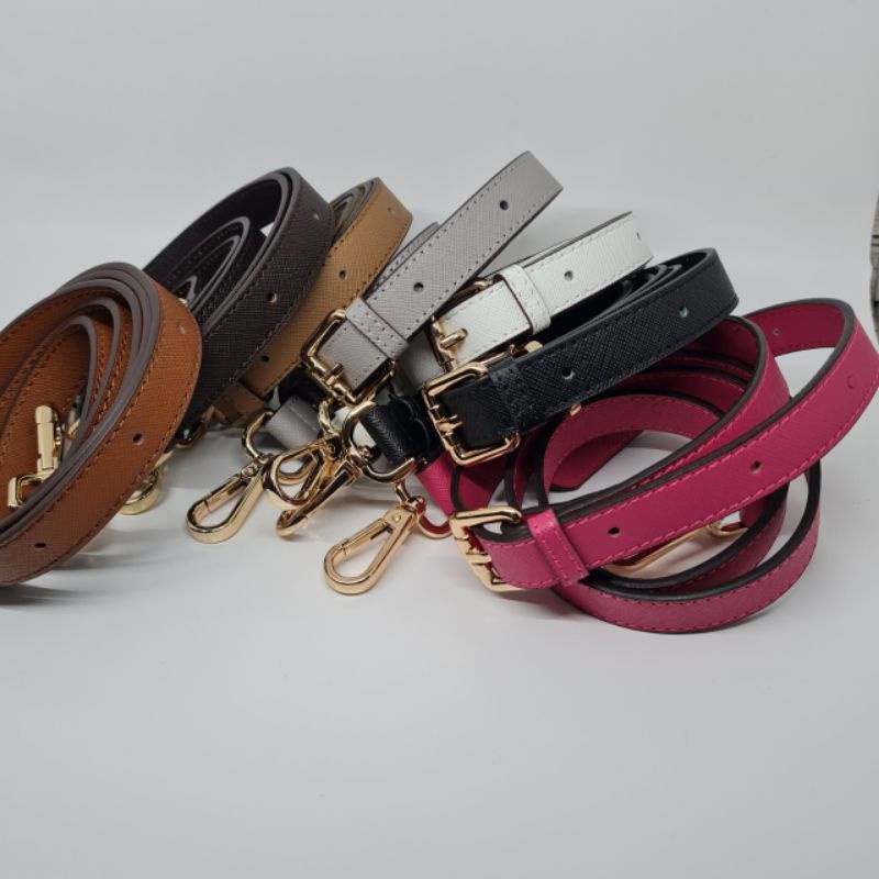 Abel 1.8cm Slim Adjustable saffiano leather bag strap