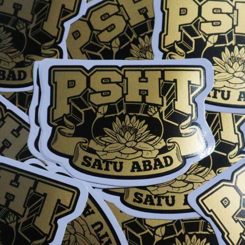 

Stiker psht sh terate satu abad warna gold emas
