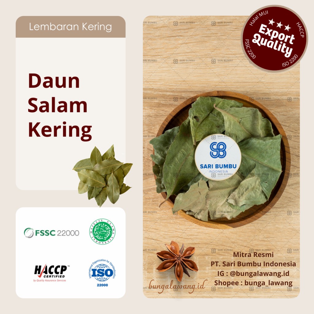 

Daun Salam Kering / Dried Bay Leaf Export Quality